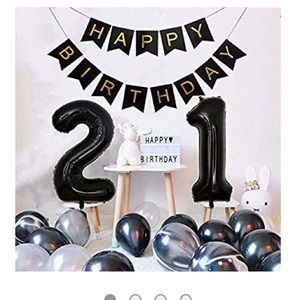 NWT 21st birthday balloon/banner/cake topper set